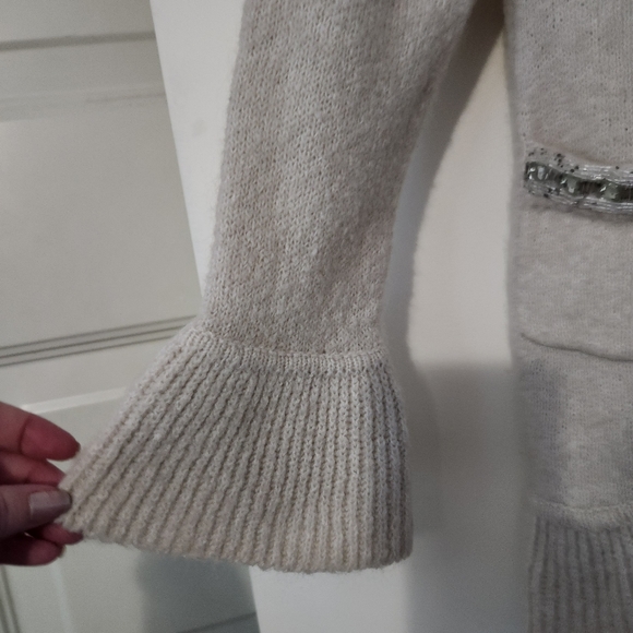 Apt 9 Wool Cotton Blend Ruffled Sweater Cardigan Size Medium - Picture 3 of 10